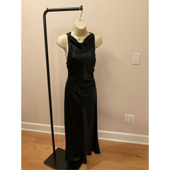 Reformation Casette Silk Dress Black Brand New - Picture 5 of 7